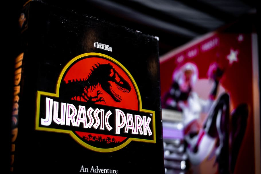 logo of Jurassic Park in a movie theater 