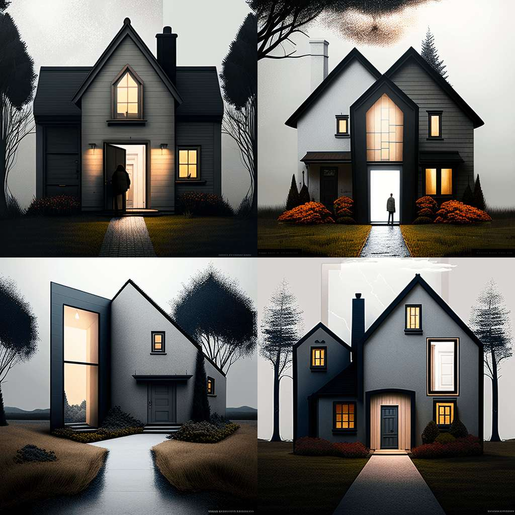  3d rednering of two houses fronts using midjourney side by side using midjourney