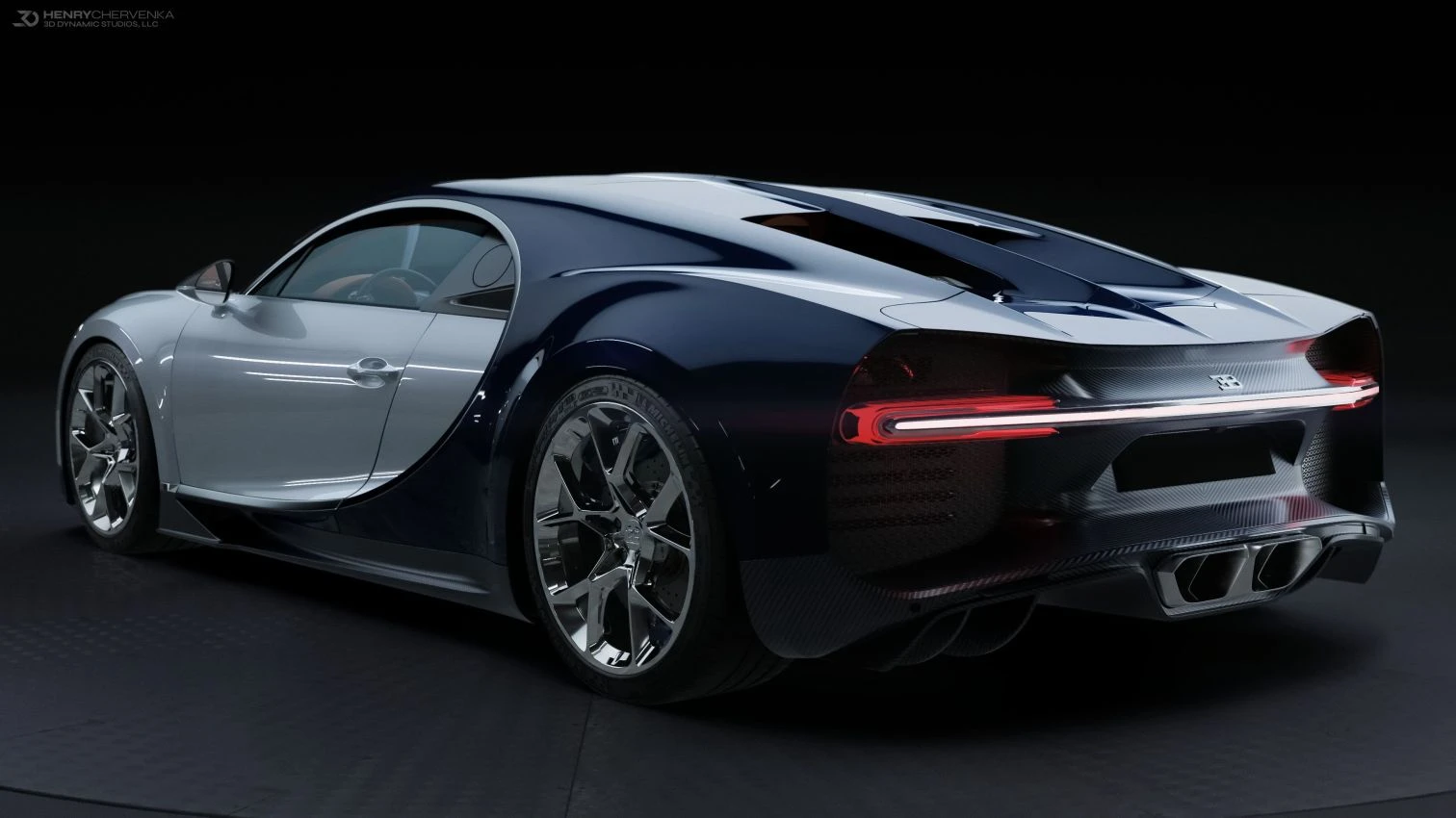 Bugatti Chiron by Henry Chervenka and Kasita 3d model rendered backside view