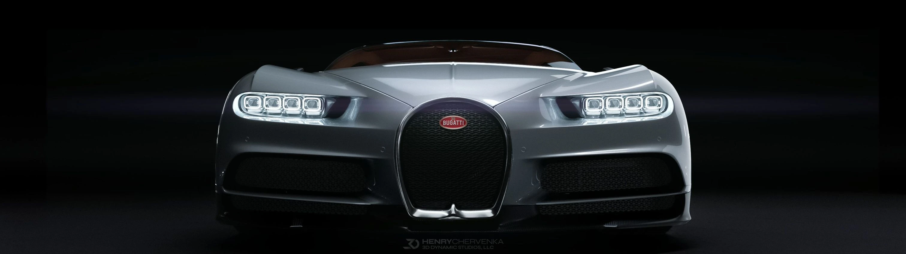 Bugatti Chiron by Henry Chervenka and Kasita 3d model front view render