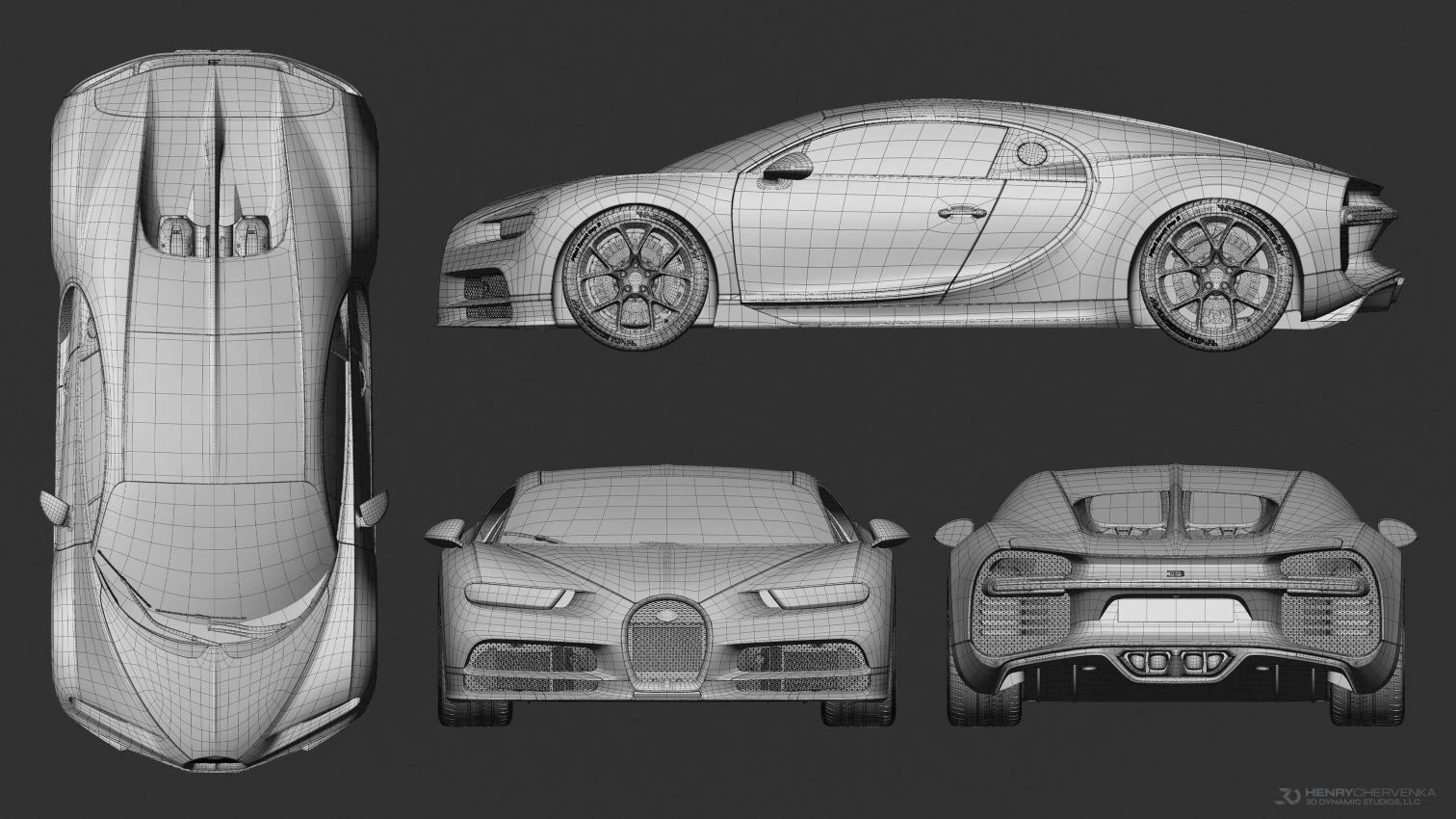Bugatti Chiron by Henry Chervenka and Kasita 3d model before render view