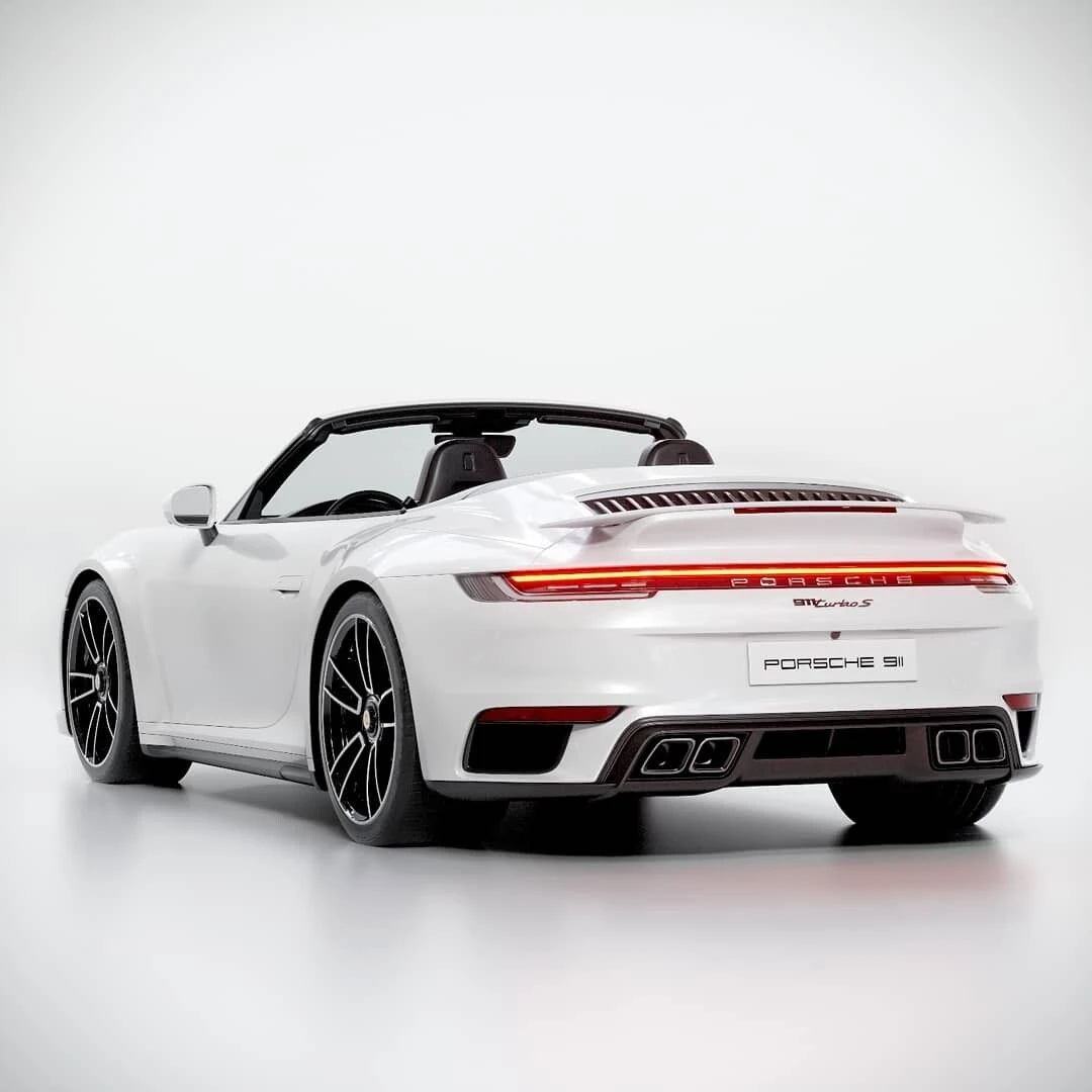 2021 Porsche 911 Turbo S Cabriolet by Justin Grant back view 3d model