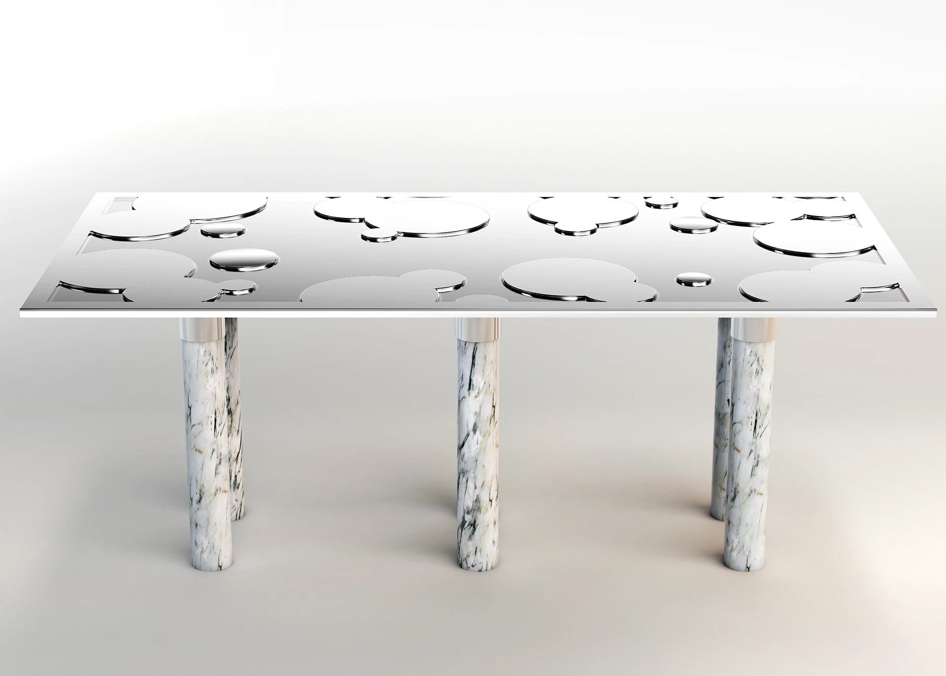 conceptual rendering of Siver table with chrome design