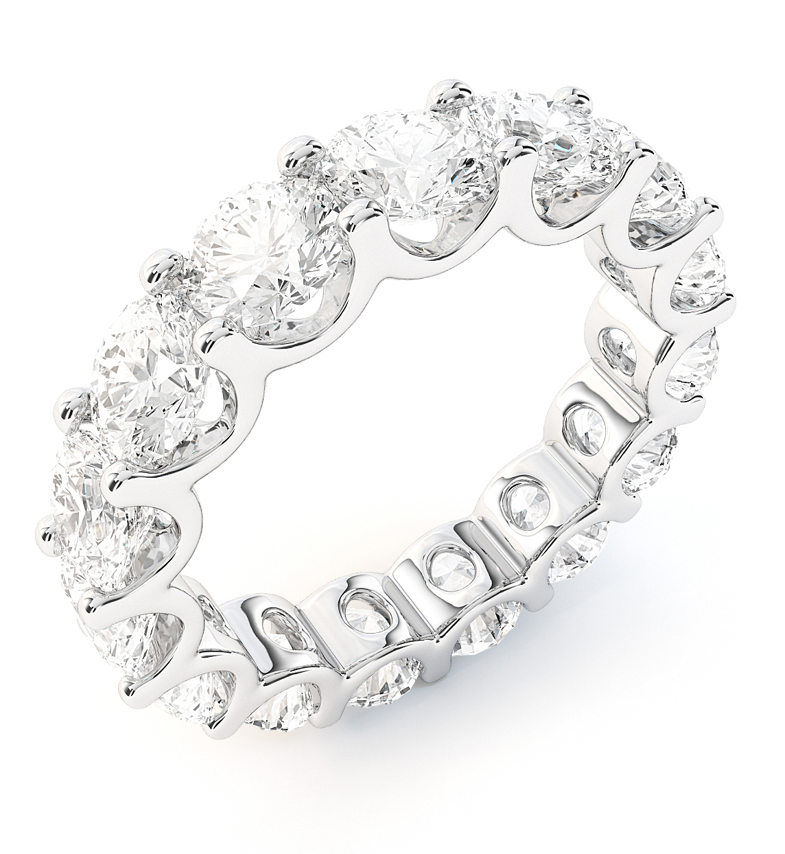 Diamond eternity ring with five round brilliant cut diamonds, created by 7cgi jewelry rendering service.