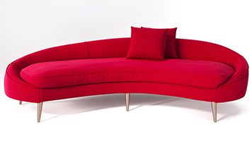 a red color sofa 3d rendering by 7cgi