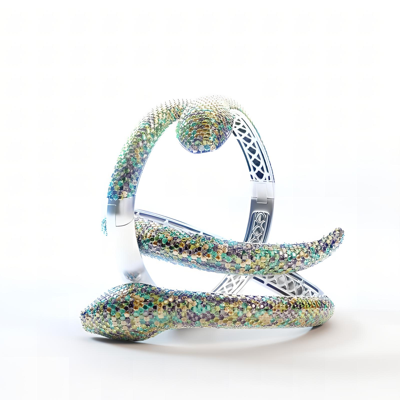 Colorful beaded snake bracelet, perfect for adding a pop of color to any outfit. Created using 7cgi jewelry rendering service.
