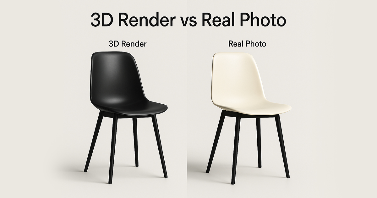 showcasing comparison between 3D Rendering and Product Photography