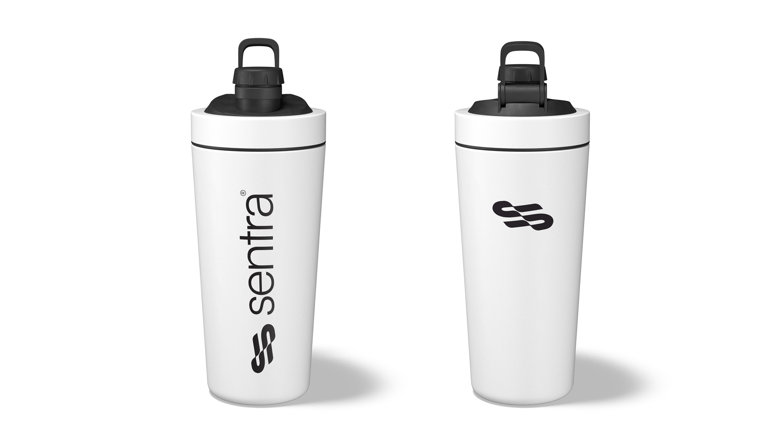 White water bottle with logo. 3D product rendering for e-coomerce brand