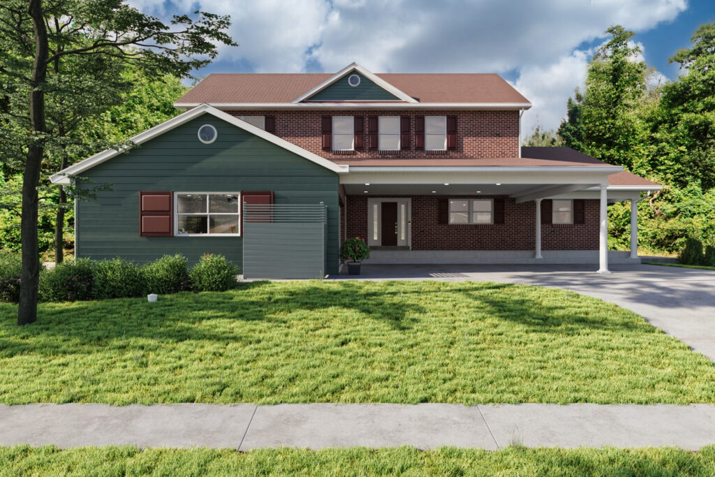 1929 Hull Rd Residence_v06_Exterior_Siding-Green_street head on_ln