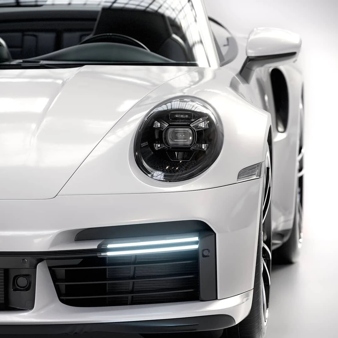 2021 Porsche 911 Turbo S Cabriolet by Justin Grant 3d model closeup headlight (right side)