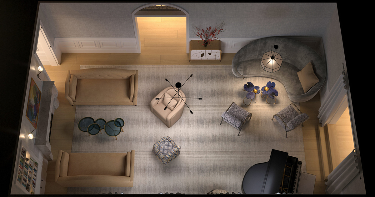 Stylish living room with modern furniture