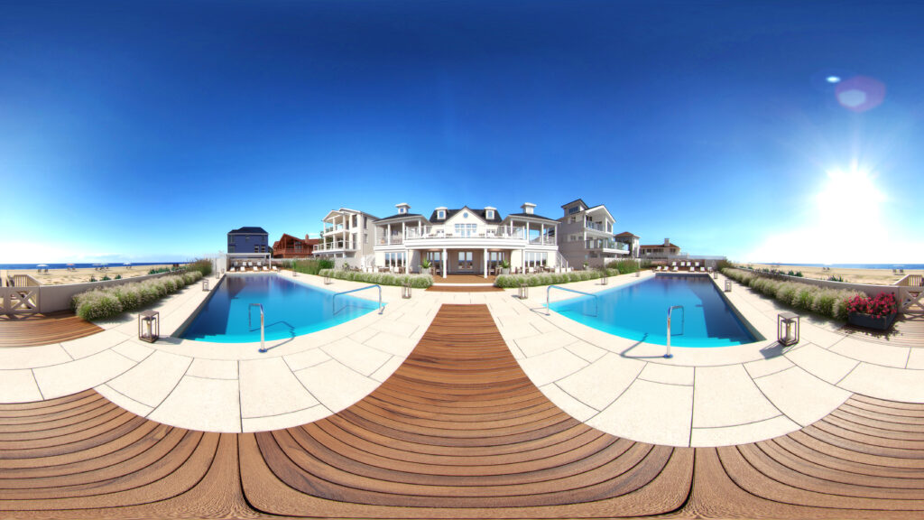 60-degree virtual tour rendering of residential exterior design