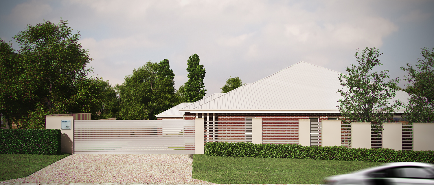 Photorealistic 3D residential rendering of home exterior
