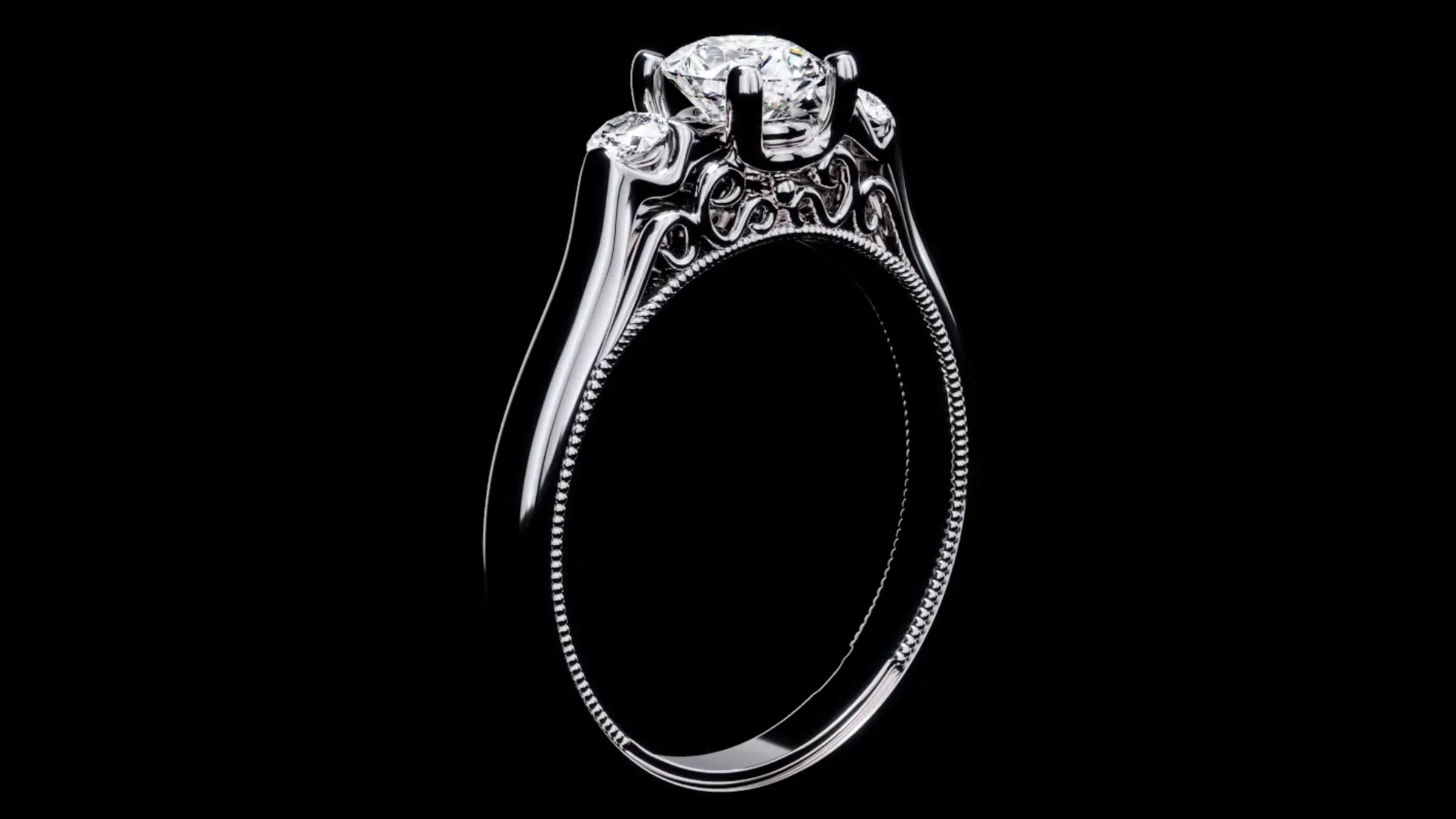 Elegant diamond engagement ring jewelry design rendering
