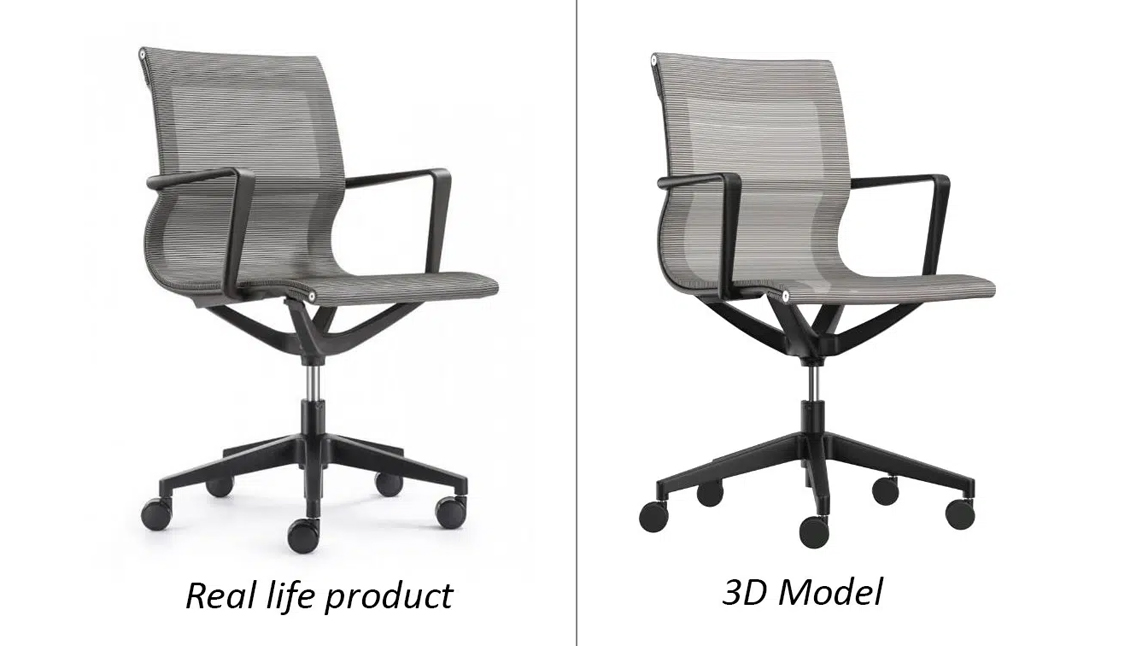 Comparison of chair: real vs 3D