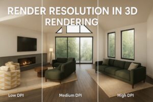 Comparison of Render Resolution in 3D Rendering