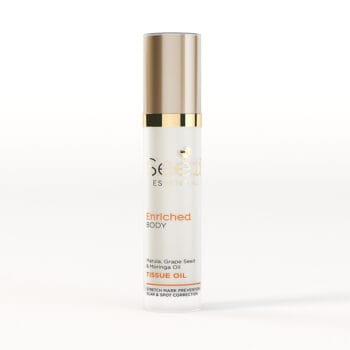 Photorealistic 3D rendering of Seed Marula 70ml skincare bottle with elegant dropper cap on clean white background