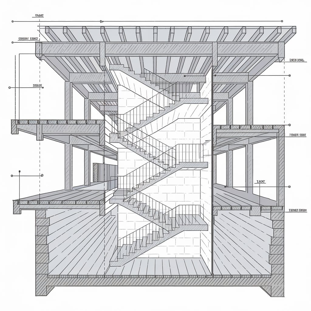 architectural  section drawing of a building 