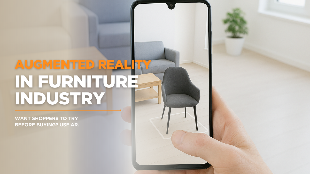 3D view of a modern sofa placed in a living room using augmented reality