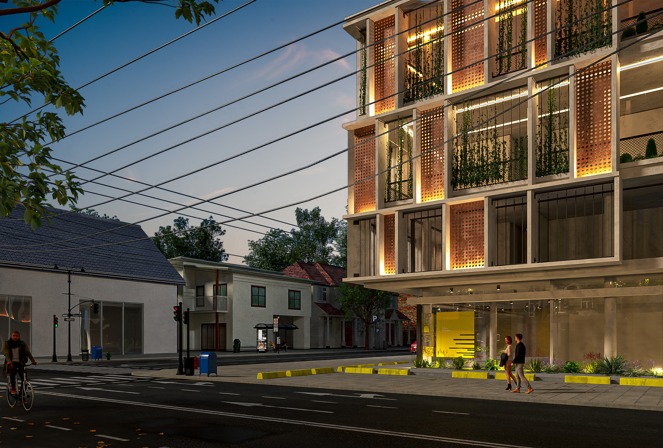 Commercial architectural rendering at evening – professional 3D rendering.