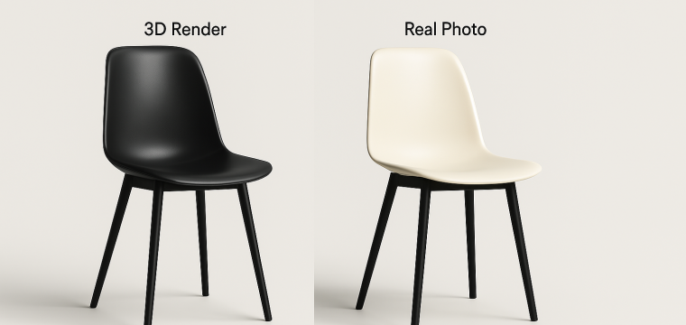 showcasing comparison between 3D Rendering and Product Photography