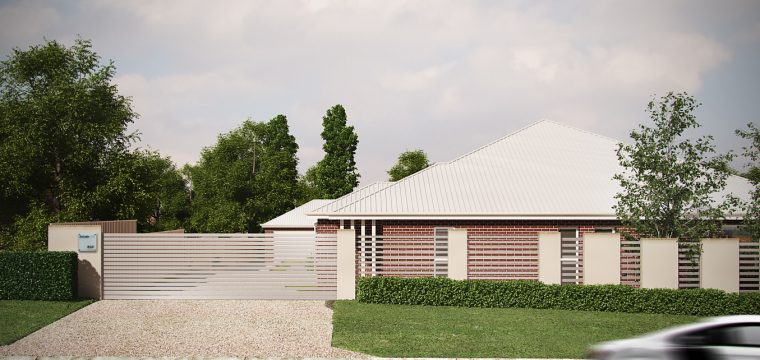 Photorealistic 3D residential rendering of home exterior