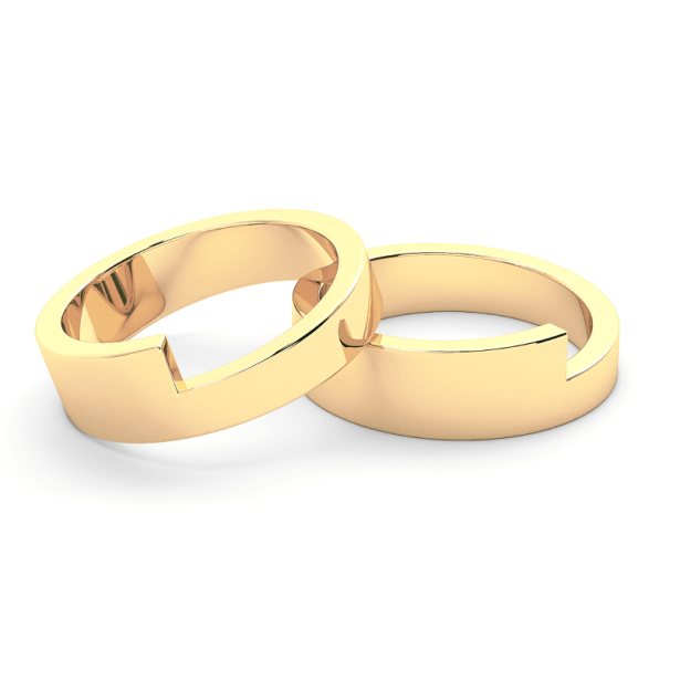 Elegant gold wedding bands rendered through 3D product rendering service, ideal for jewelry showcases in e-commerce and online catalogs.