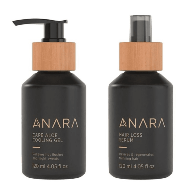 ANARA Cape Aloe Cooling Gel and Hair Loss Serum bottles on a white background