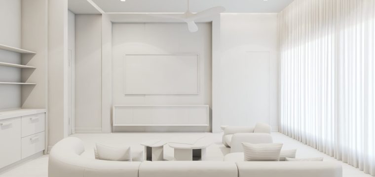 living room clay renderings