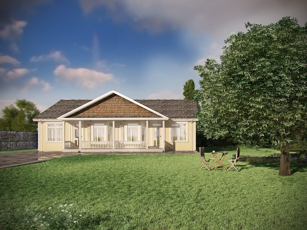 semi bangalow 3d residential rendering