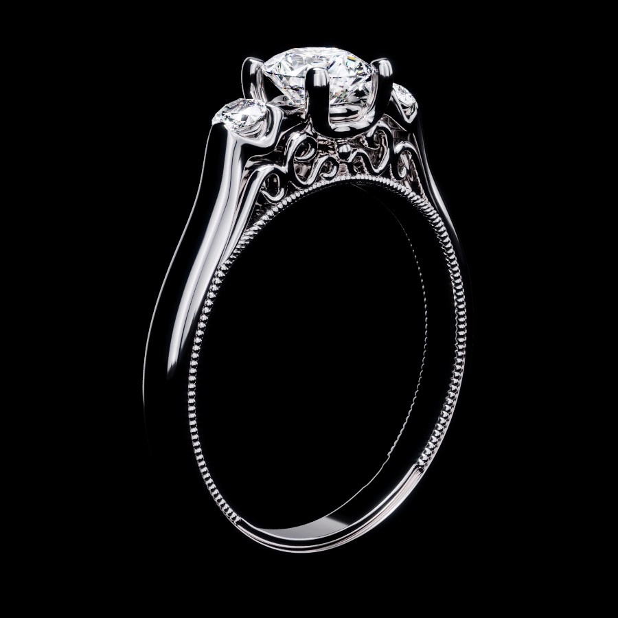 A stunning engagement ring showcasing aqua stone rendered by 7cgi ring rendering service.