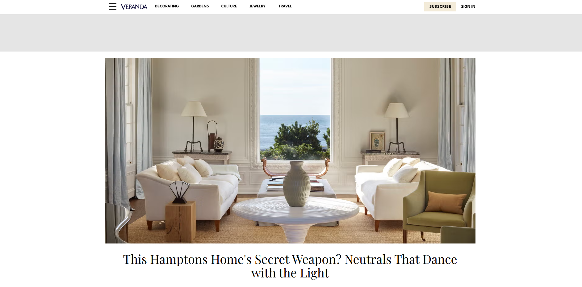 Veranda magazine homepage